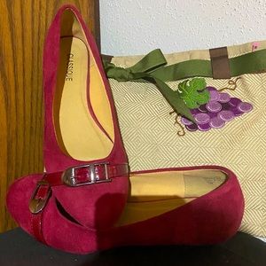 Burgundy suede flats by Classique